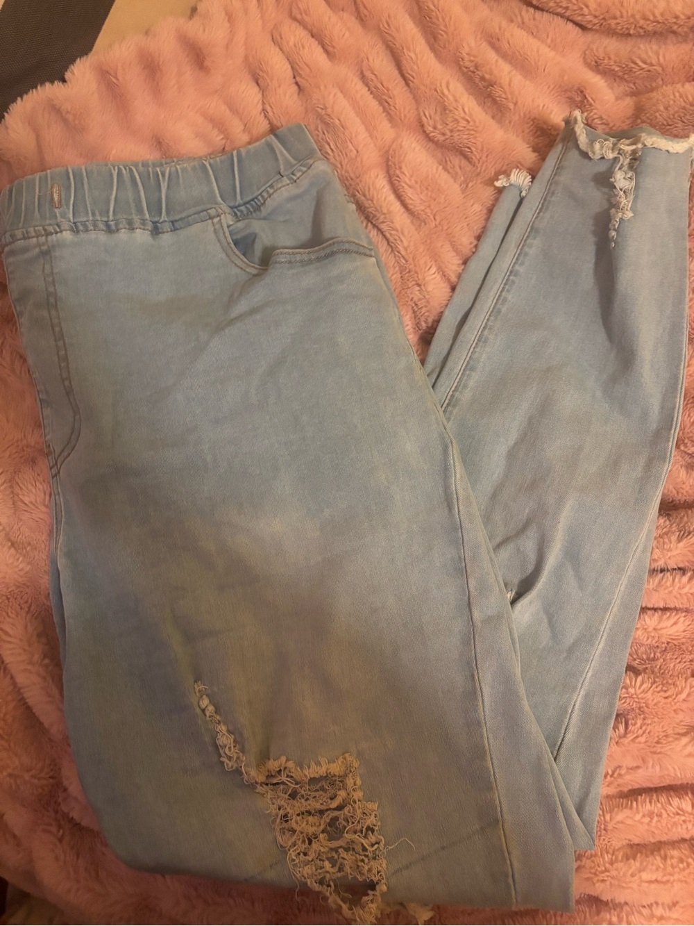 SHEIN Light Blue Distressed Jeggings